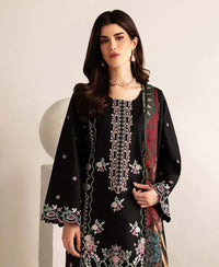 3 Piece Lawn Embroidered dress - Black Florette