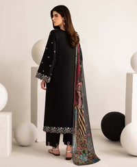 3 Piece Lawn Embroidered dress - Black Florette